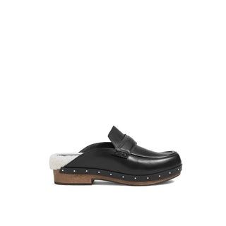 Mules de cuero negro
