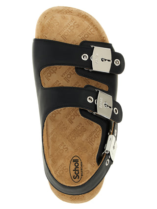 Black Calfskin Flat Sandals