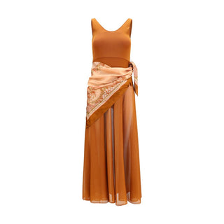 Brown Viscose Casual Dress