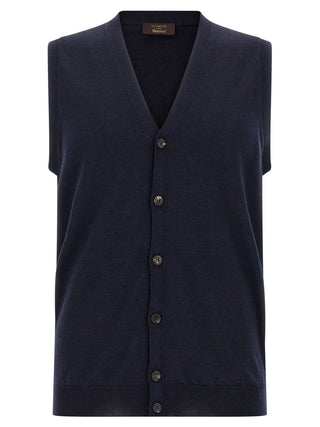 Cárdigan azul de lana virgen