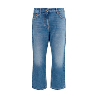 Jeans de pierna recta de algodón azul