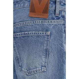 Jeans de pierna recta de algodón azul