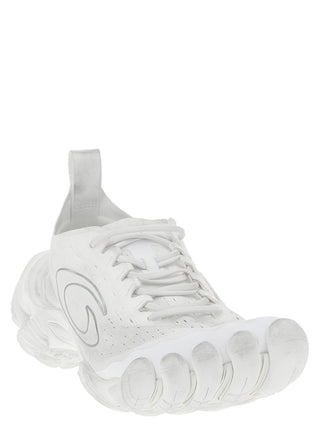 White Polyester Athletic Sneakers