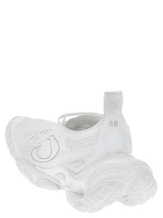 White Polyester Athletic Sneakers