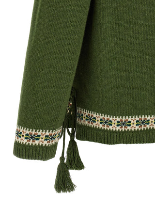 Bicolor Virgin Wool Cardigan