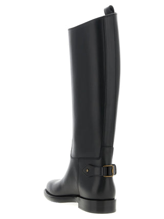 Black Calfskin Over The Knee