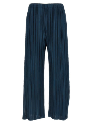 Blue Polyester Casual Pants