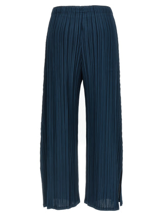 Blue Polyester Casual Pants