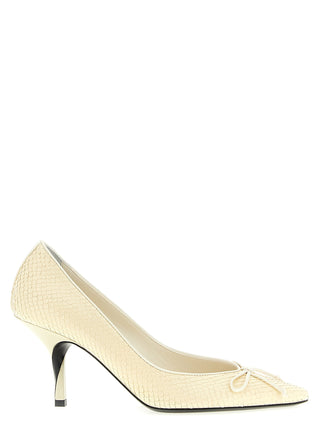 Zapatos de tacón alto de piel de becerro beige
