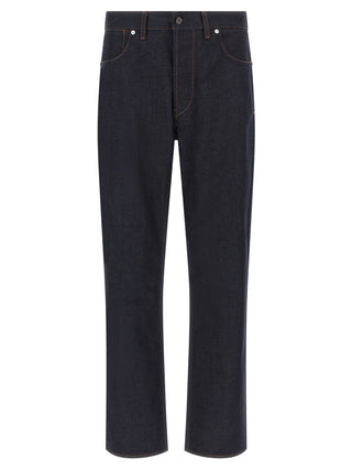 Blue Cotton Straight-Leg Jeans