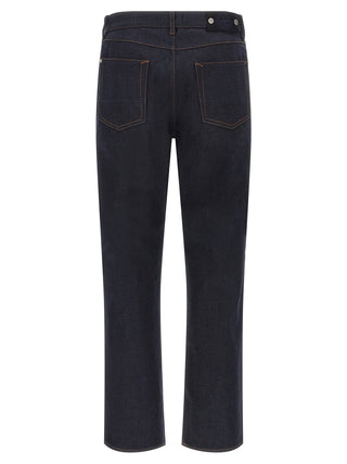 Blue Cotton Straight-Leg Jeans