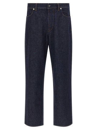 Blue Cotton Straight-Leg Jeans