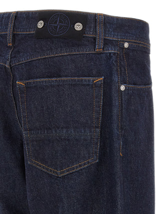 Blue Cotton Straight-Leg Jeans