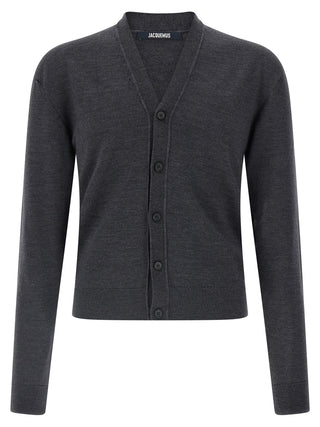 Cárdigan de lana merino gris
