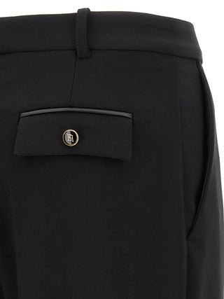 Black Polyester Casual Pants