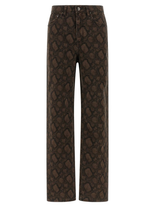 Brown Cotton Straight-Leg Jeans