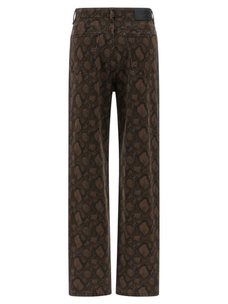 Brown Cotton Straight-Leg Jeans