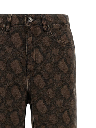 Brown Cotton Straight-Leg Jeans