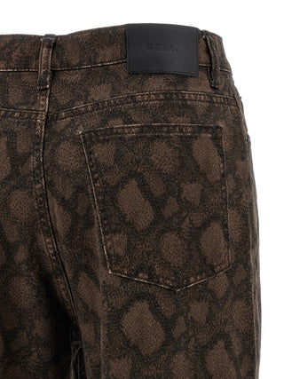 Brown Cotton Straight-Leg Jeans