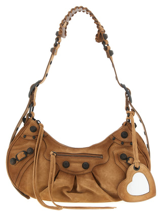 Bolso de hombro marrón de becerro