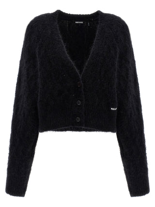 Black Alpaca Leather Cardigan