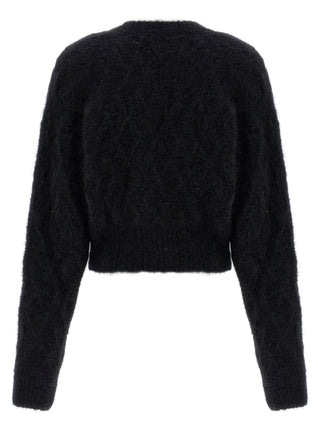 Black Alpaca Leather Cardigan