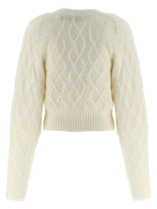White Alpaca Leather Cardigan
