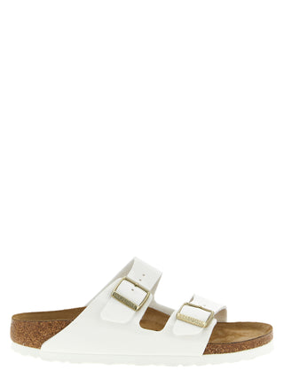 White Artificial Leather Slides