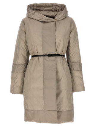 Chaqueta beige de poliamida de longitud completa