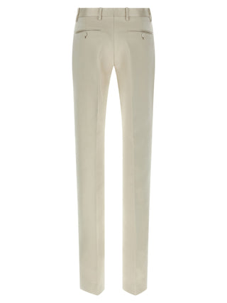 Beige Cotton Dress Pants