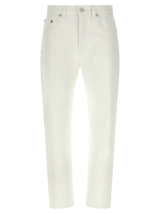 Jeans blancos de algodón de talle alto
