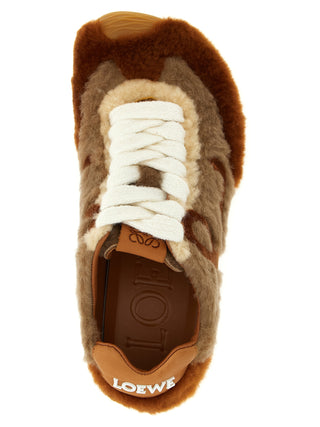 Brown Lamb Leather Low Top Sneakers