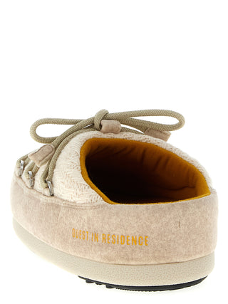 Beige Polyester Flat Boots