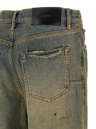 Bicolor Cotton Straight-Leg Jeans