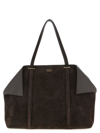 Bolso de hombro marrón de piel de cabra