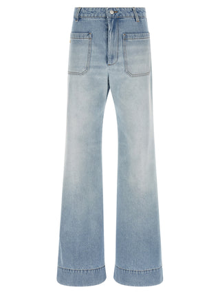 Jeans acampanados azules de algodón
