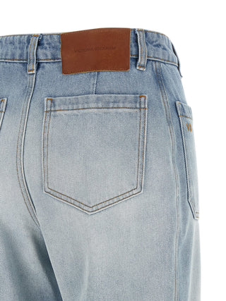 Blue Cotton Flared Jeans