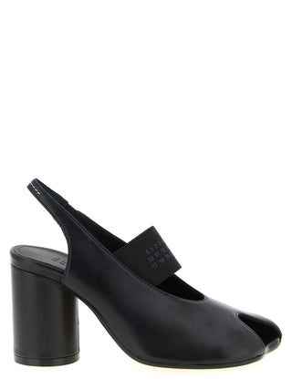 Black Lamb Leather Mid Heel Pumps