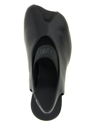 Black Lamb Leather Mid Heel Pumps