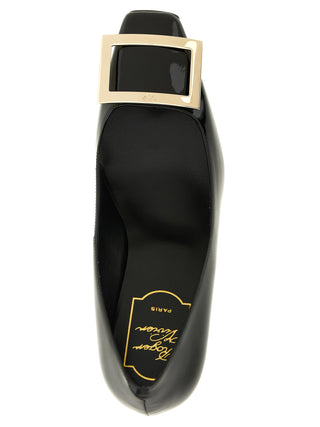 Black Calfskin Mid Heel Pumps