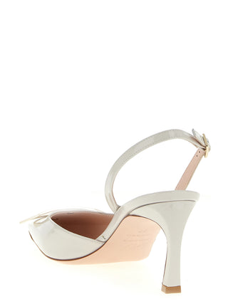 Zapatos de tacón medio de piel de becerro blanca