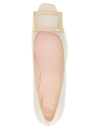 White Calfskin Mid Heel Pumps