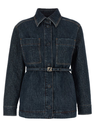 Chaqueta azul de mezclilla de algodón