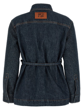 Chaqueta azul de mezclilla de algodón