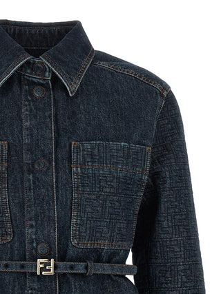 Chaqueta azul de mezclilla de algodón