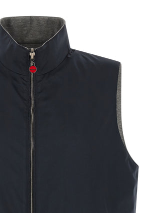 Chaqueta sin mangas azul de algodón