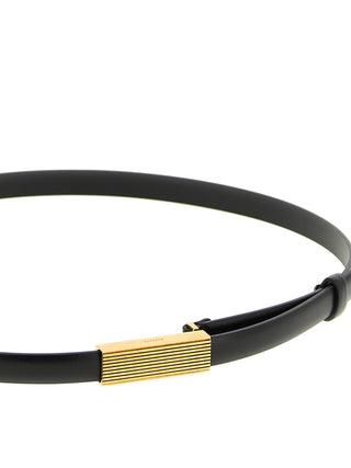 Black Calfskin Thin Belt