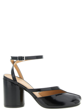 Black Calfskin Mid Heel Pumps