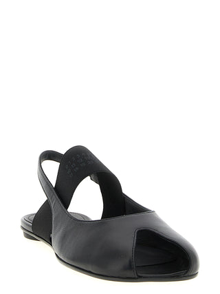 Black Lamb Leather Flat Sandals