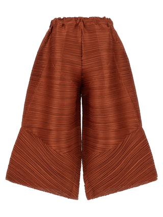 Brown Polyester Casual Pants